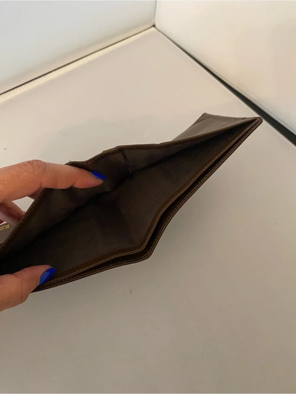 Valentino Brown Monogram V-Pattern Leather Bi-fold Wallet